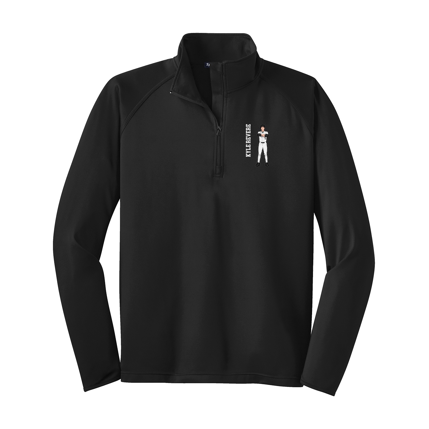 Q-Zip Pullover — Name Vertical in Black