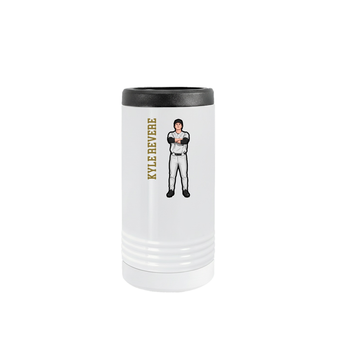 Slim Beverage Holder — Name Vertical in White