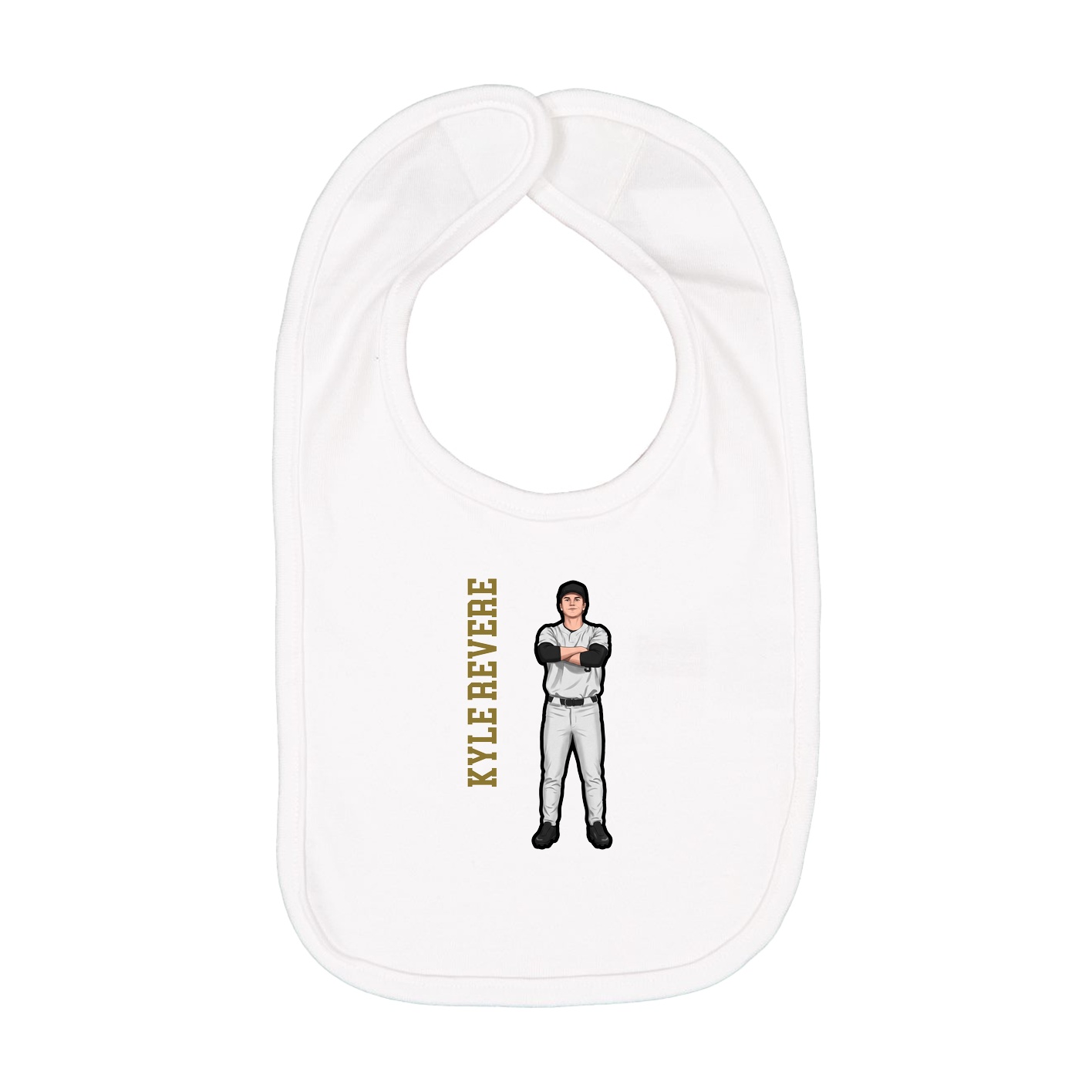 Infant Bib — Name Vertical in White
