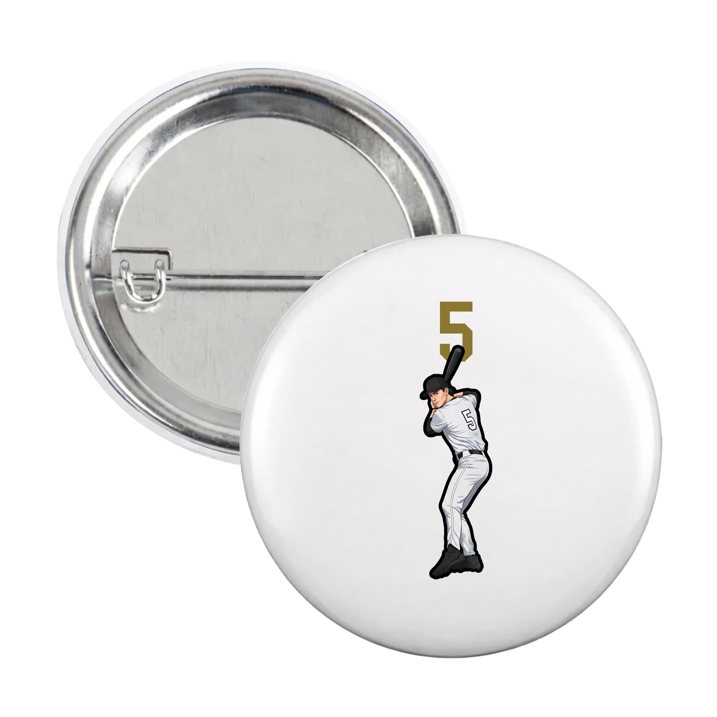 Game Day Button — Number Top in White