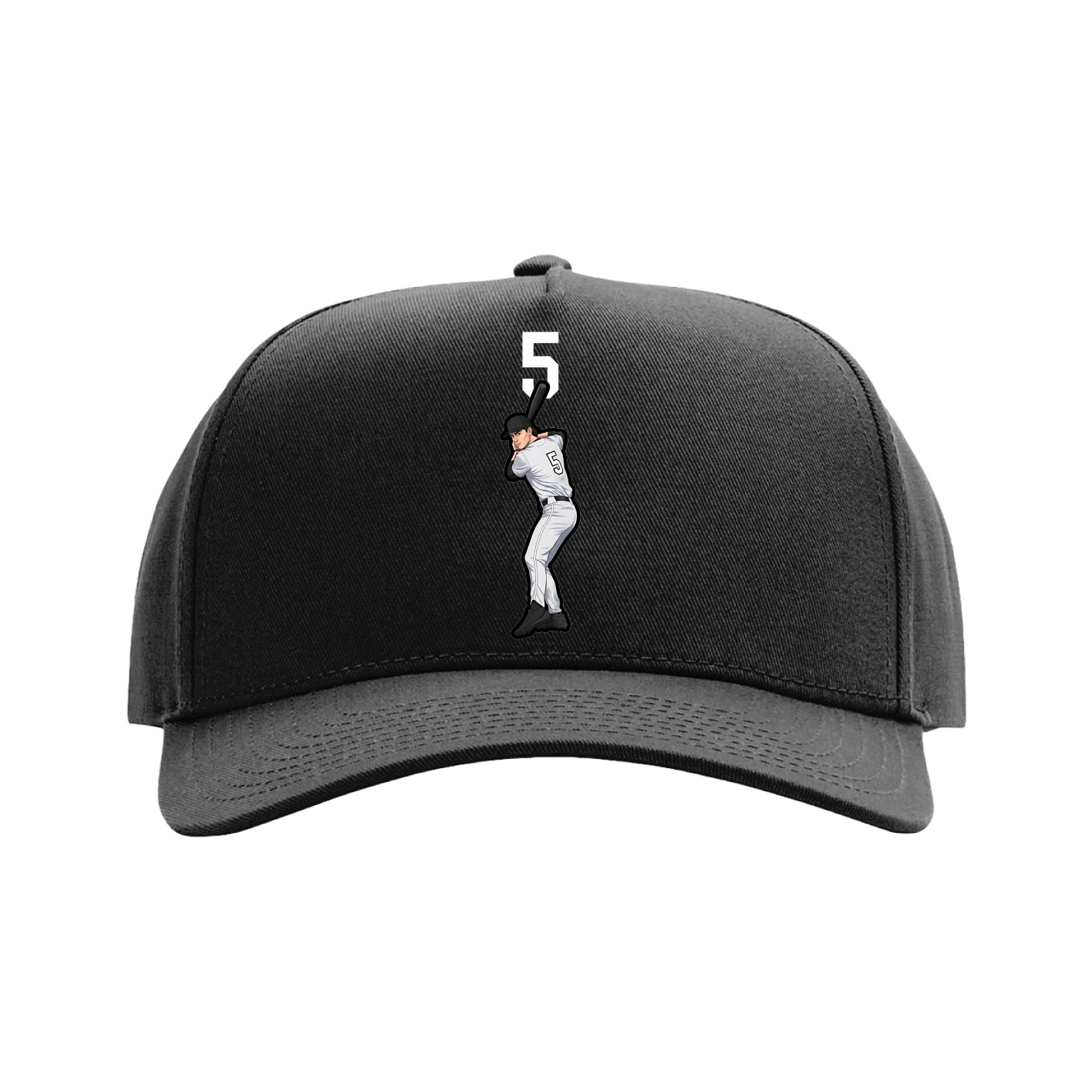 Full Fabric Five-Panel Champ Cap — Number Top in Black