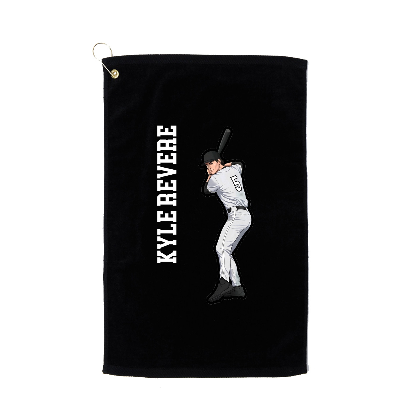 Golf Towel — Name Vertical in Black