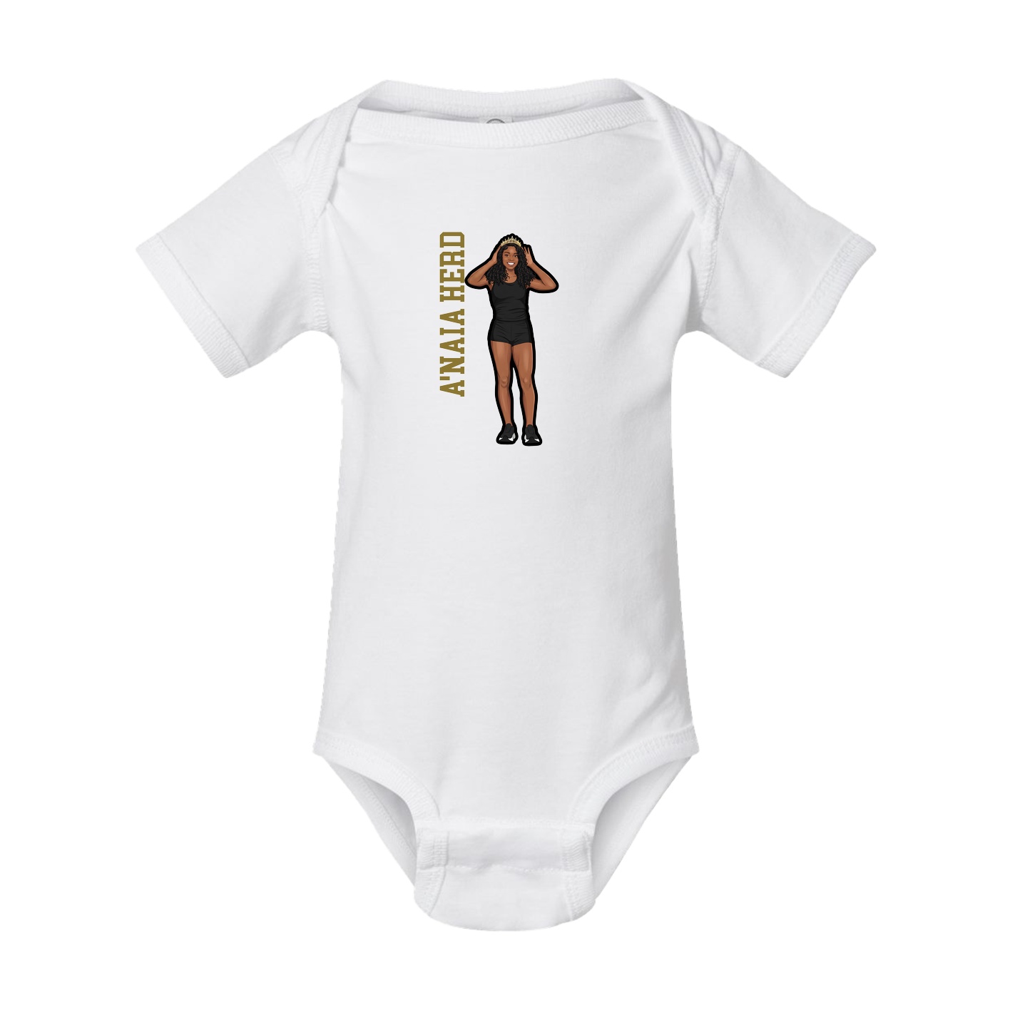 Baby Onesie — Name Vertical in White