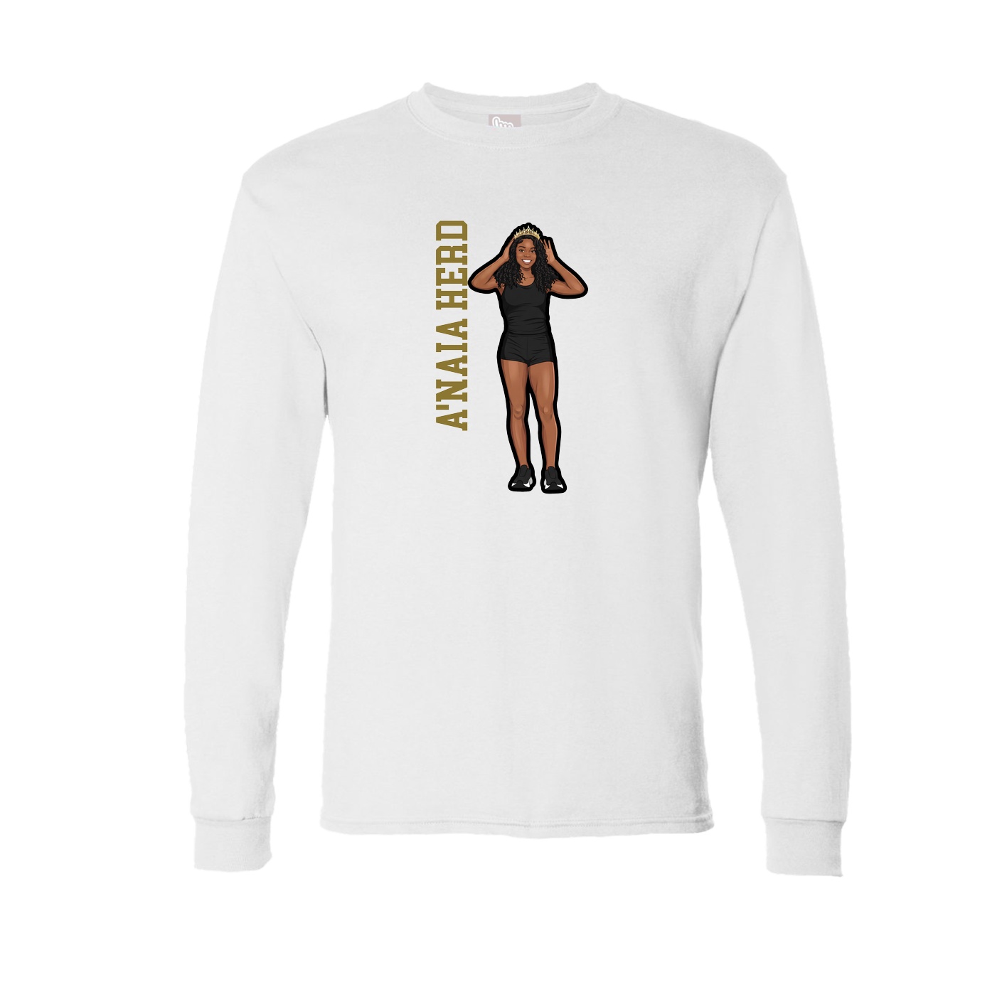 Long Sleeve Tee — Name Vertical in White