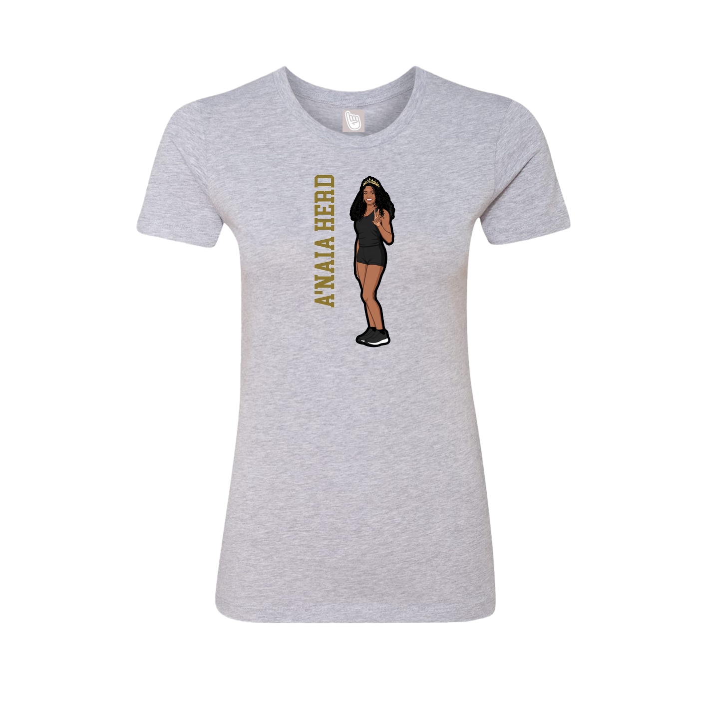 Fitted Women's Tee — Name Vertical in Grey