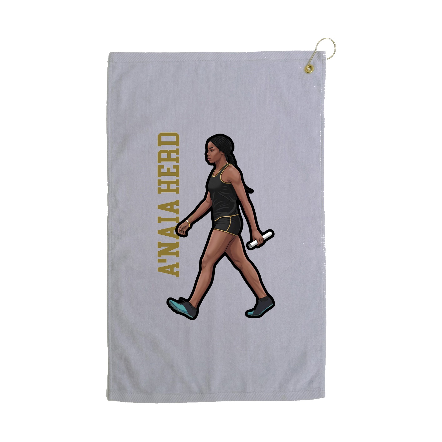 Golf Towel — Name Vertical in Grey