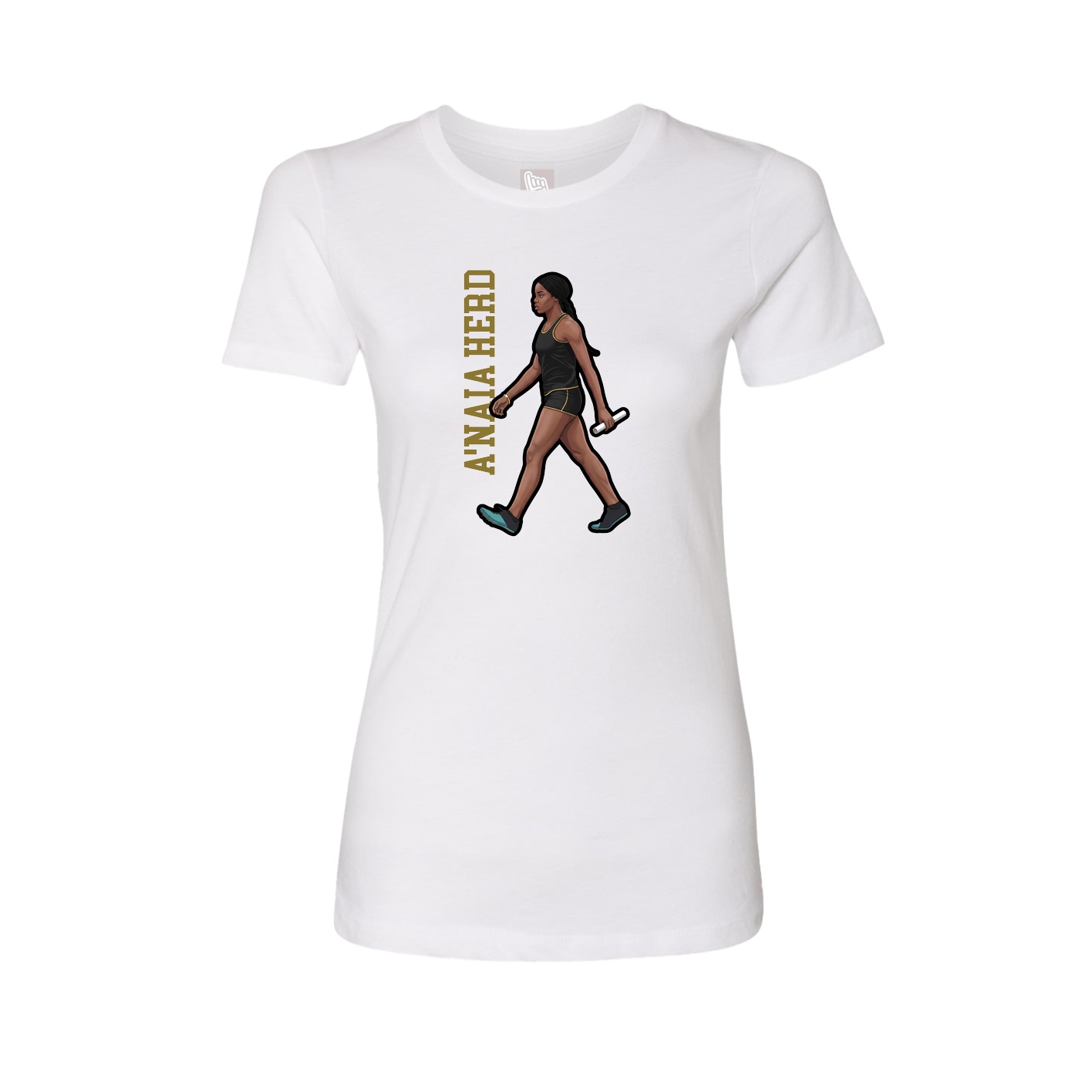 Fitted Women's Tee — Name Vertical in White