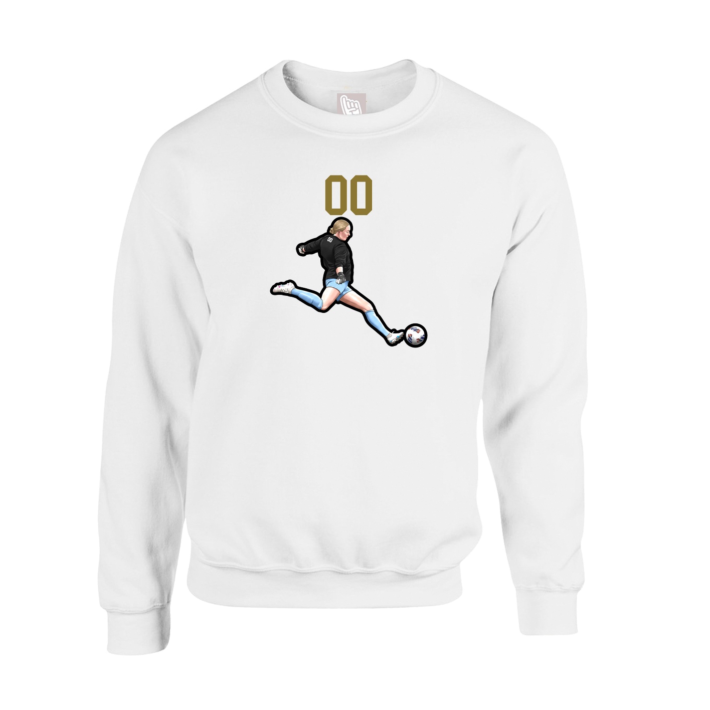 Fleece Crew — Number Top in White