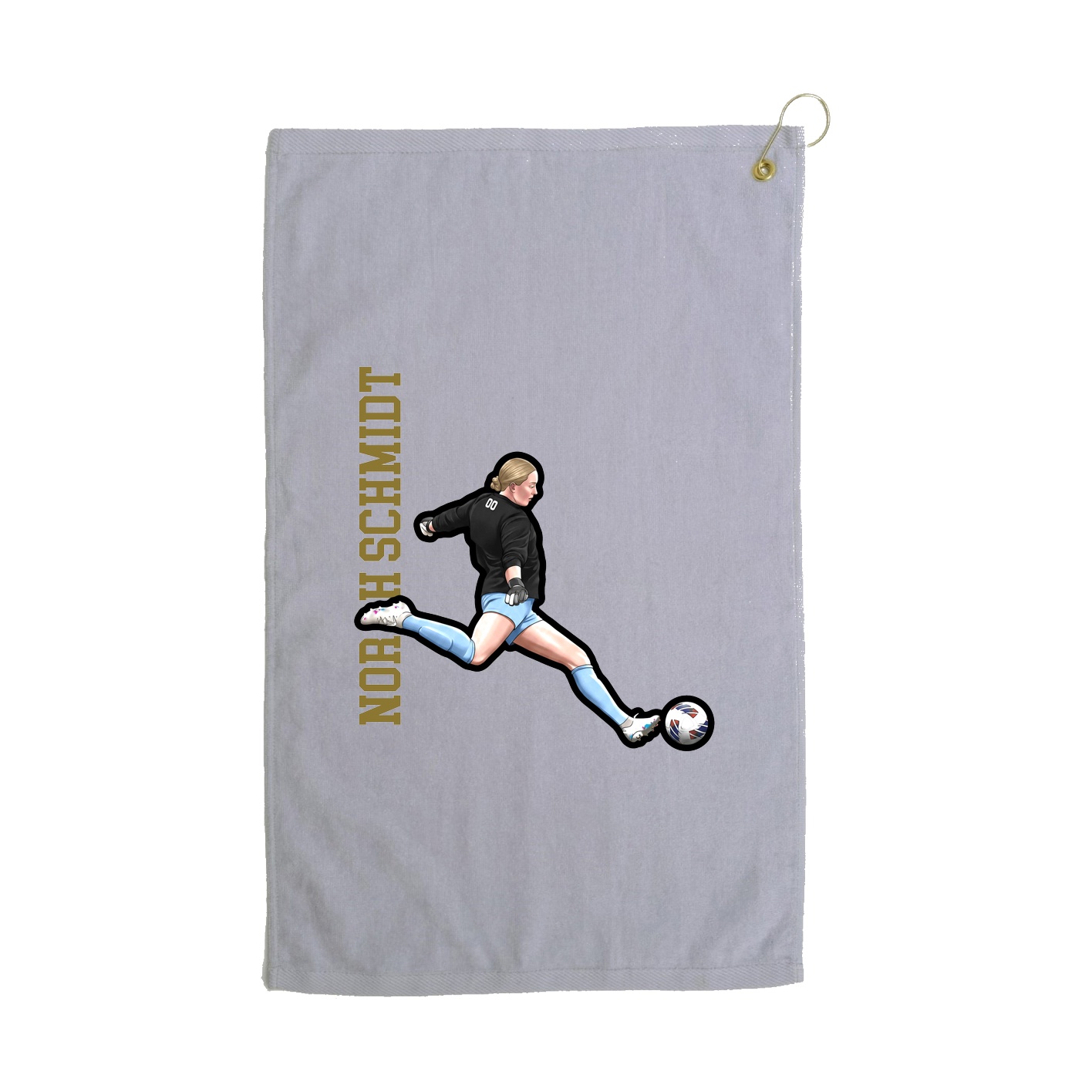 Golf Towel — Name Vertical in Grey