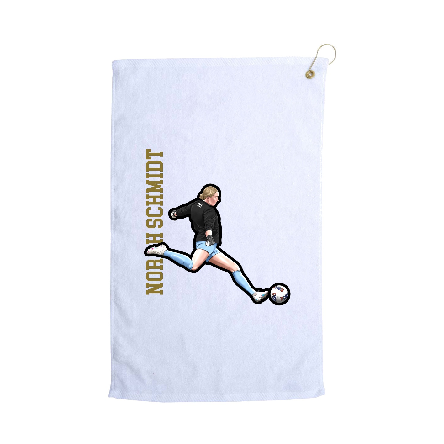 Golf Towel — Name Vertical in White