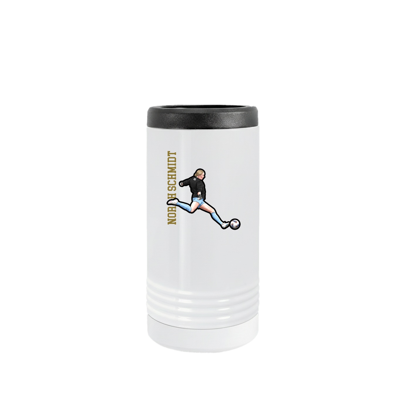 Slim Beverage Holder — Name Vertical in White