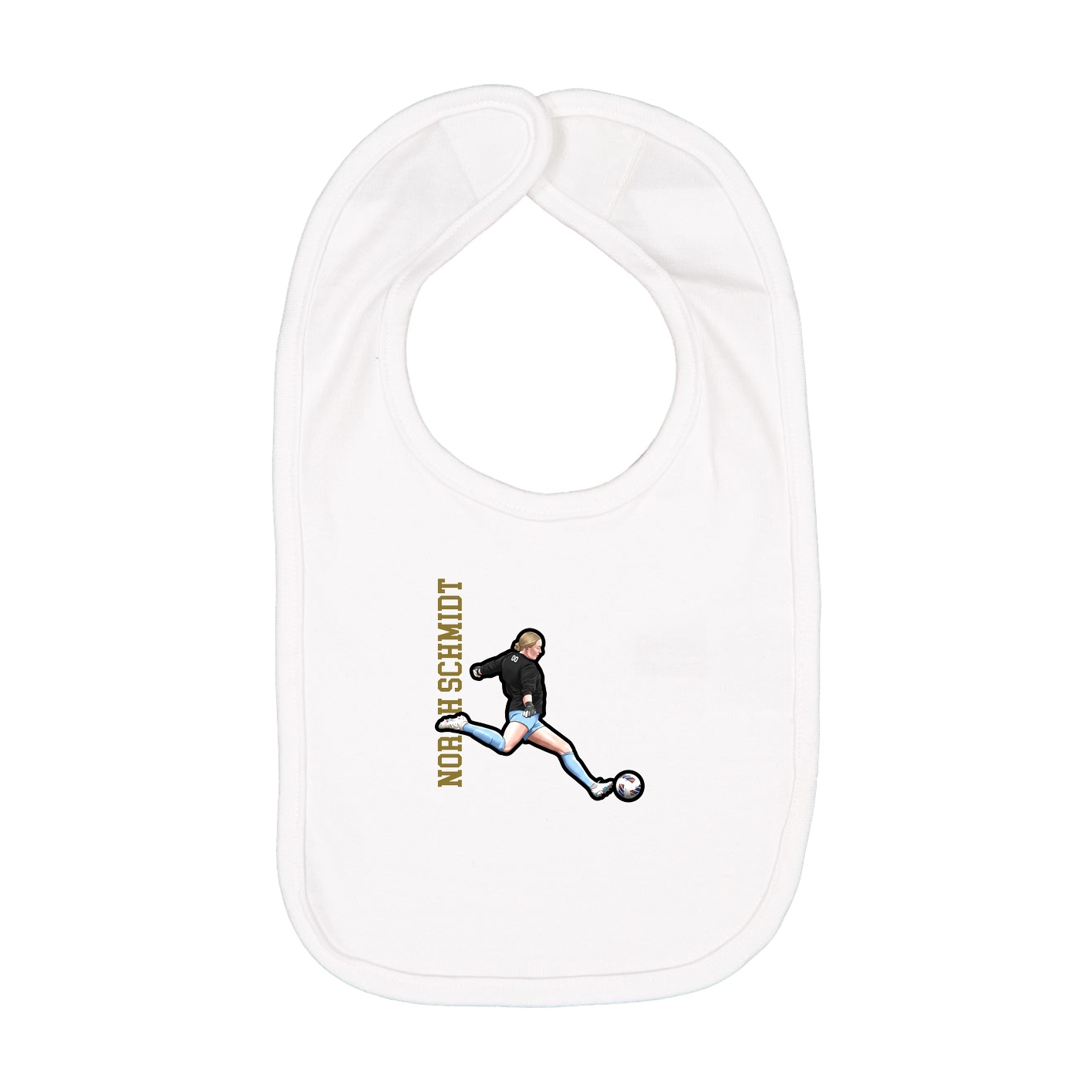 Infant Bib — Name Vertical in White