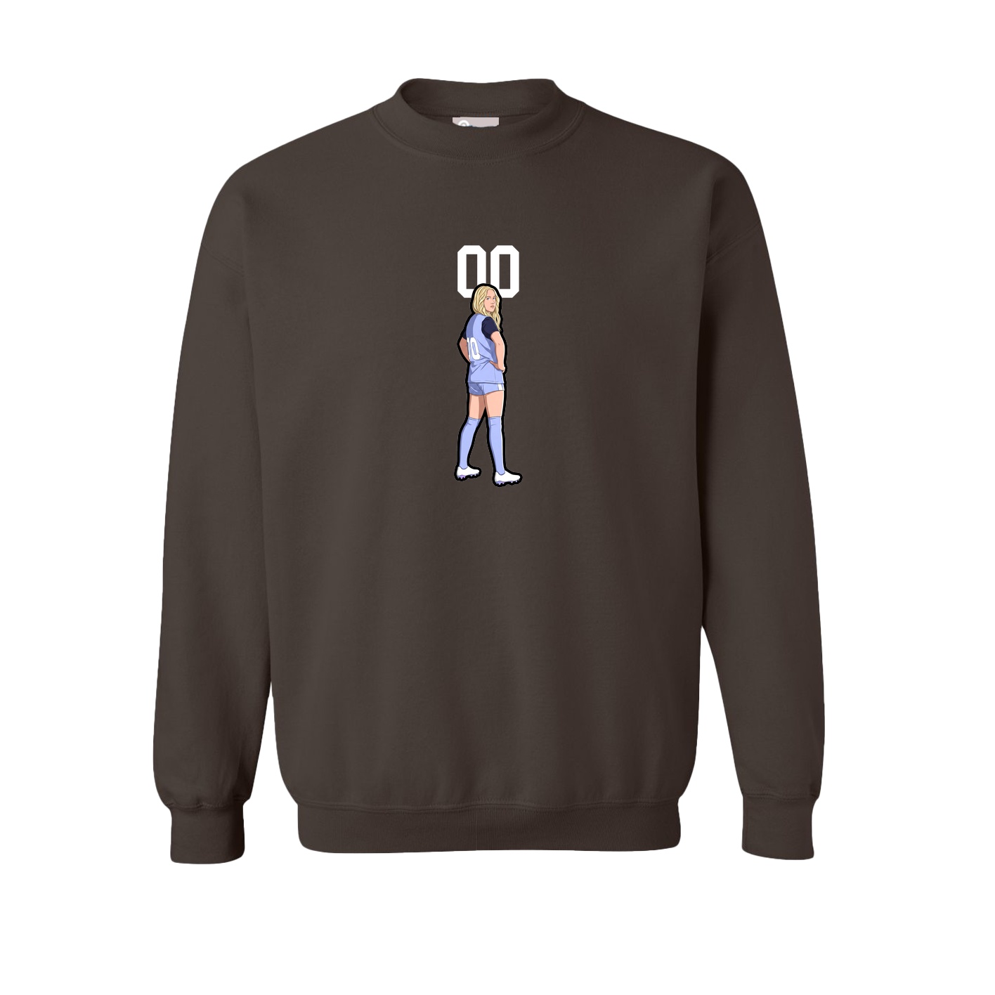 Fleece Crew — Number Top in Brown