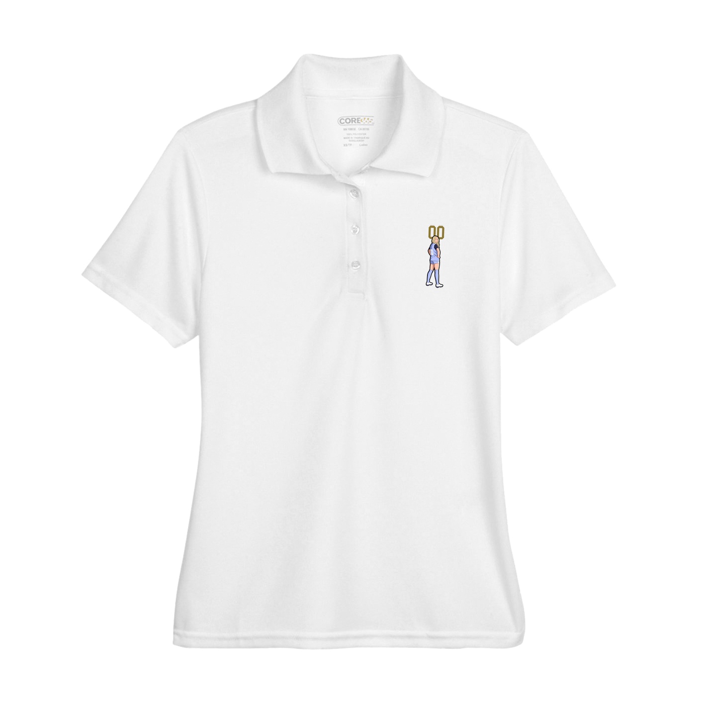 Womens Performance Polo — Number Top in White