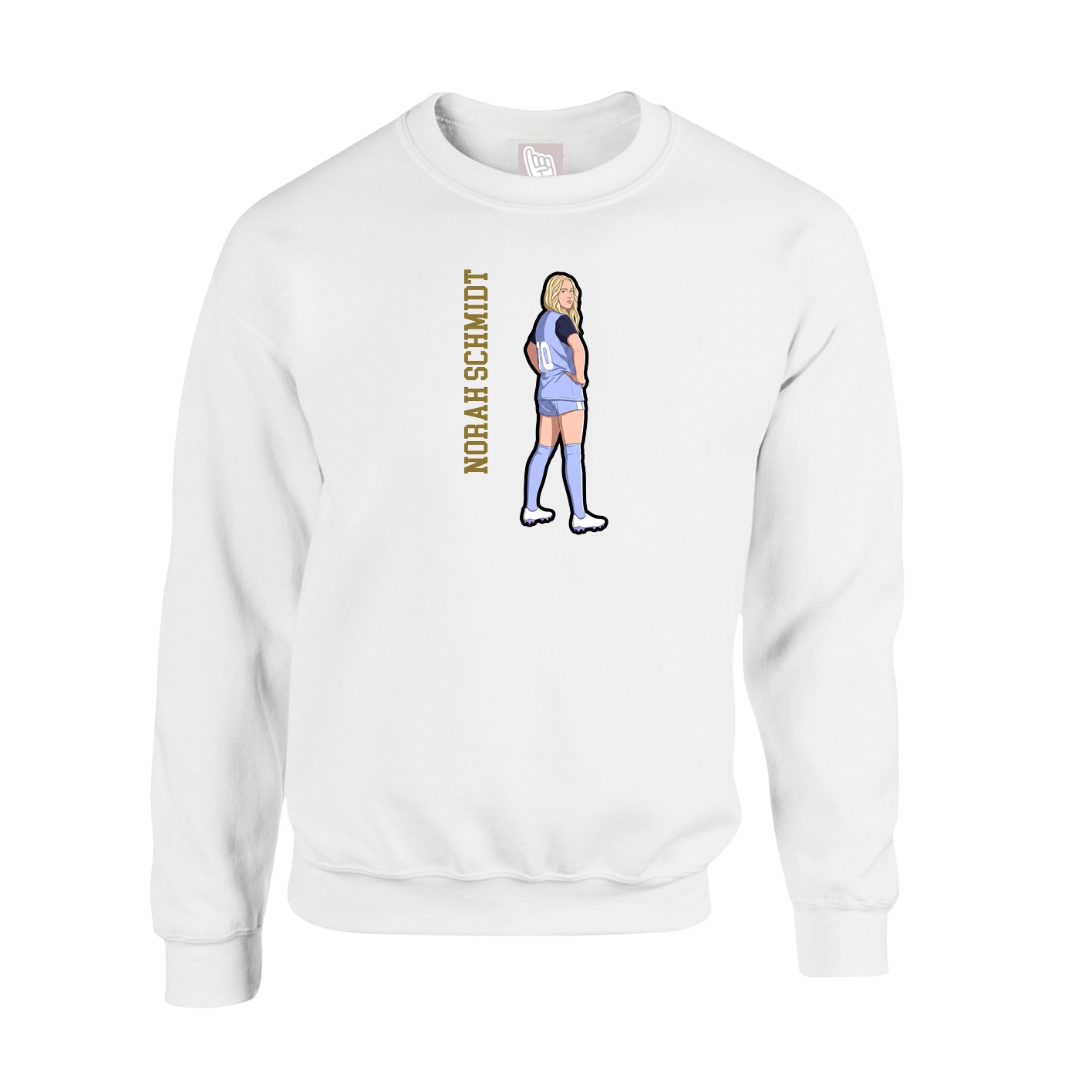 Fleece Crew — Name Vertical in White