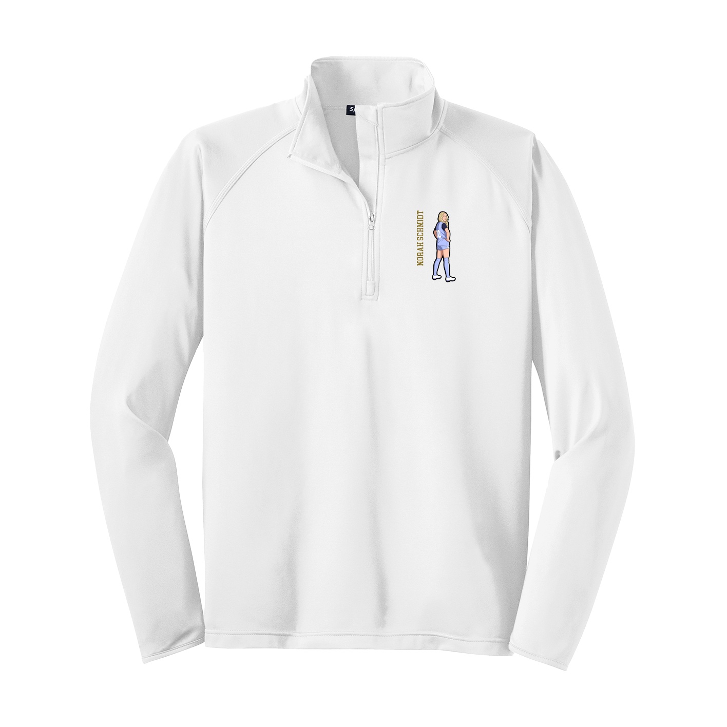 Q-Zip Pullover — Name Vertical in White