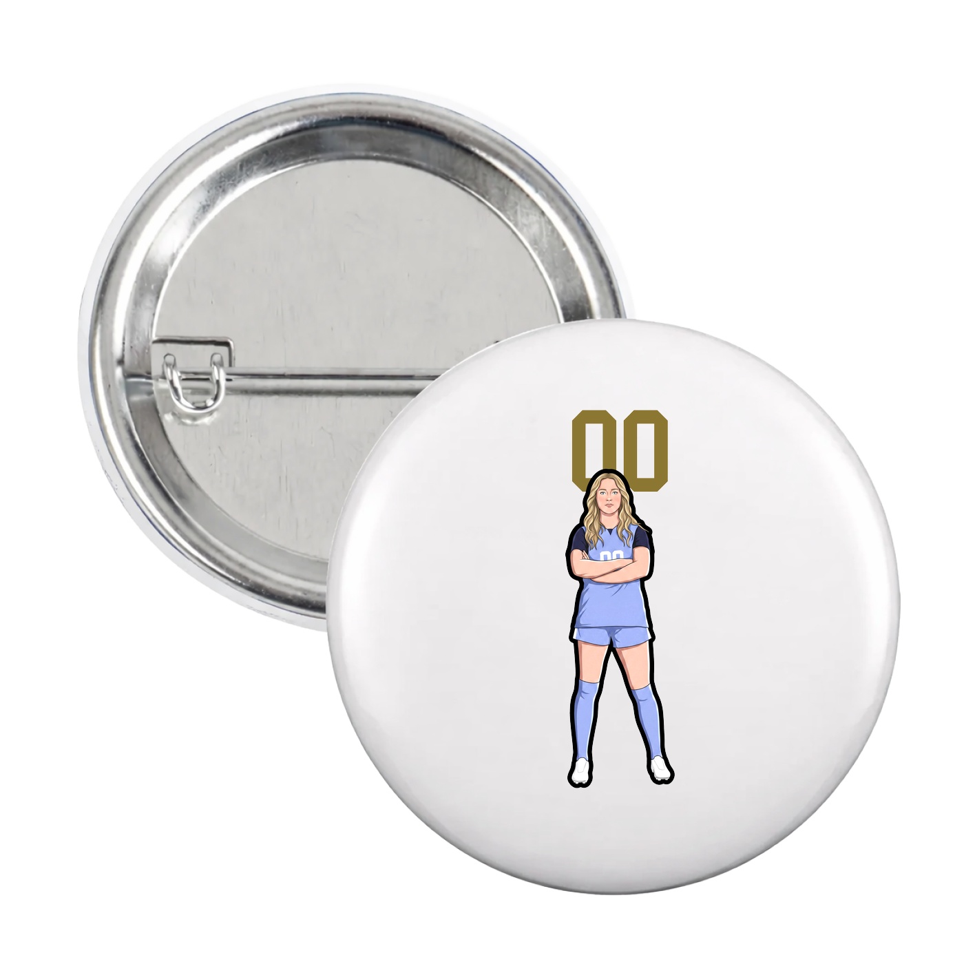 Game Day Button — Number Top in White