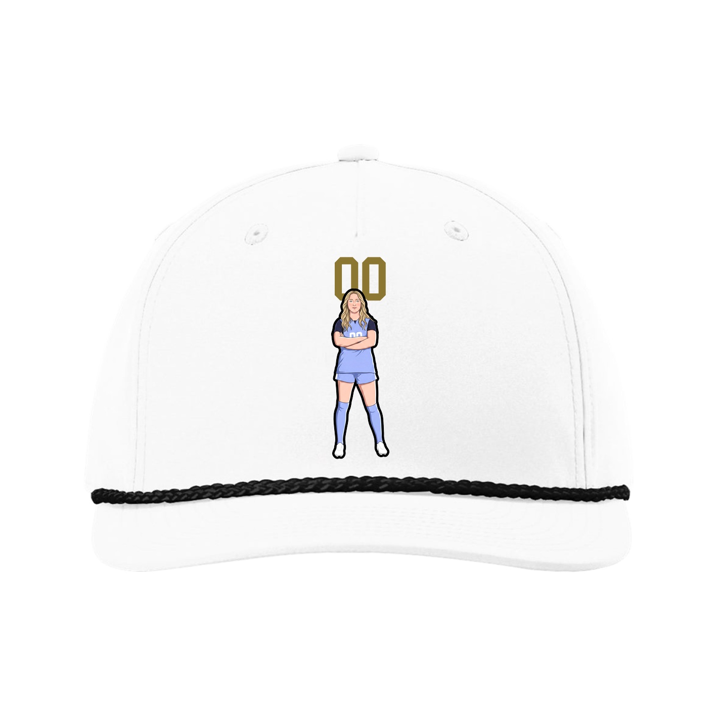 Five-Panel Classic Rope Cap — Number Top in White