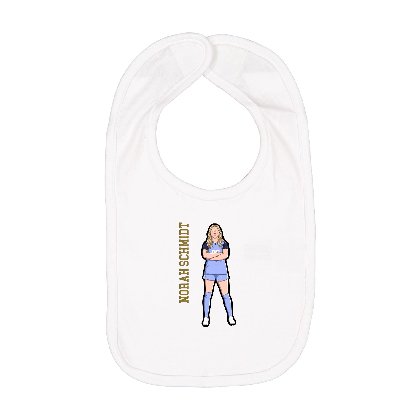 Infant Bib — Name Vertical in White