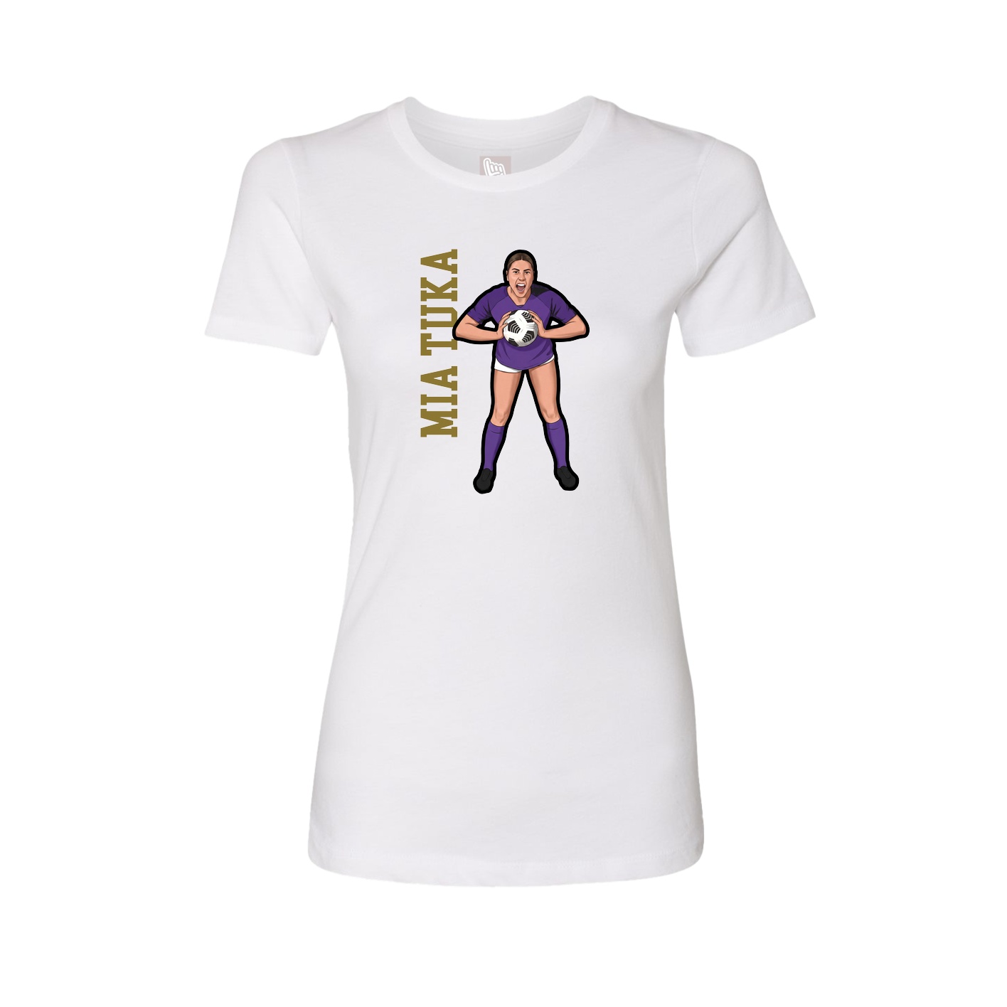Womens Tee — Name Vertical in White