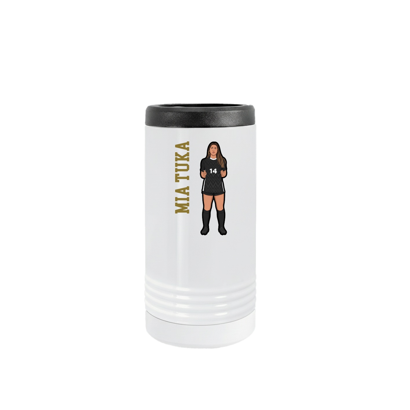 Slim Beverage Holder — Name Vertical in White