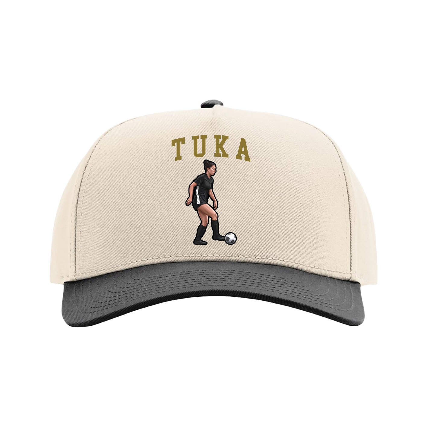 Full Fabric Five-Panel Champ Cap — Shirsey in Cream/Black