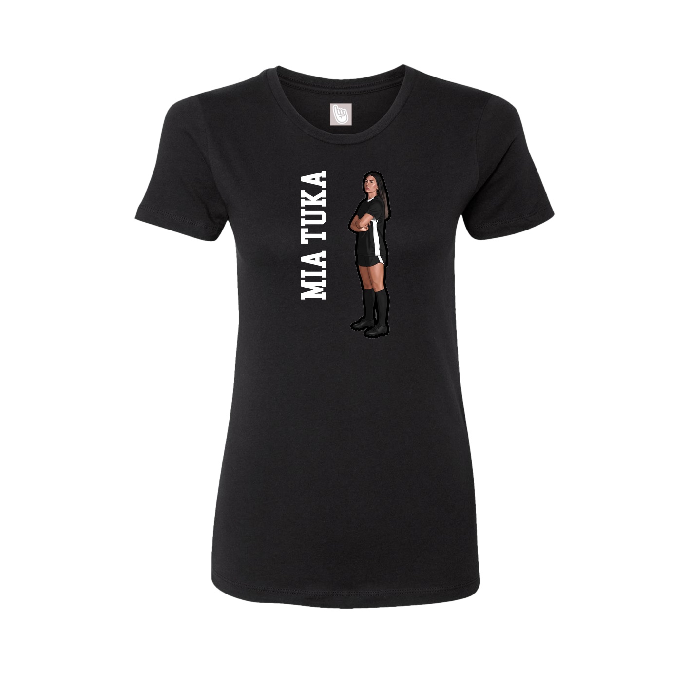 Womens Tee — Name Vertical in Black