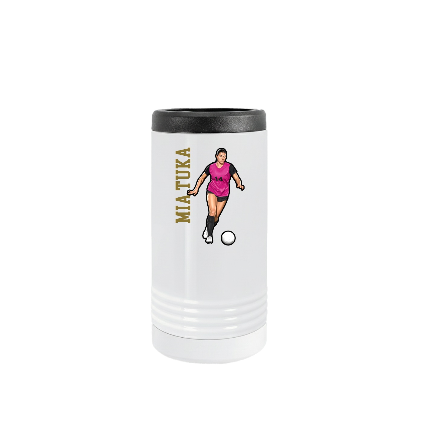 Slim Beverage Holder — Name Vertical in White