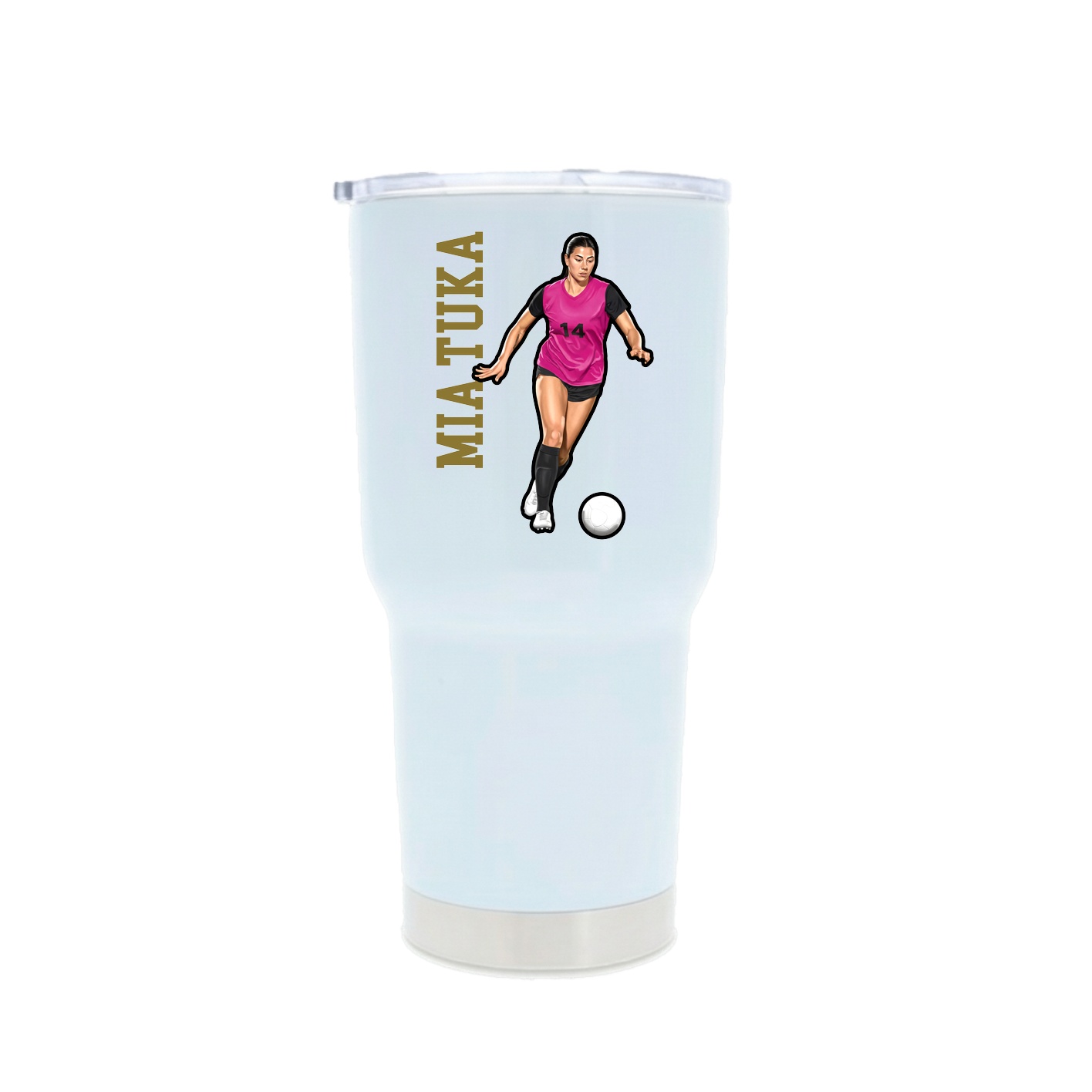 30oz Stainless Steel Tumbler — Name Vertical in White
