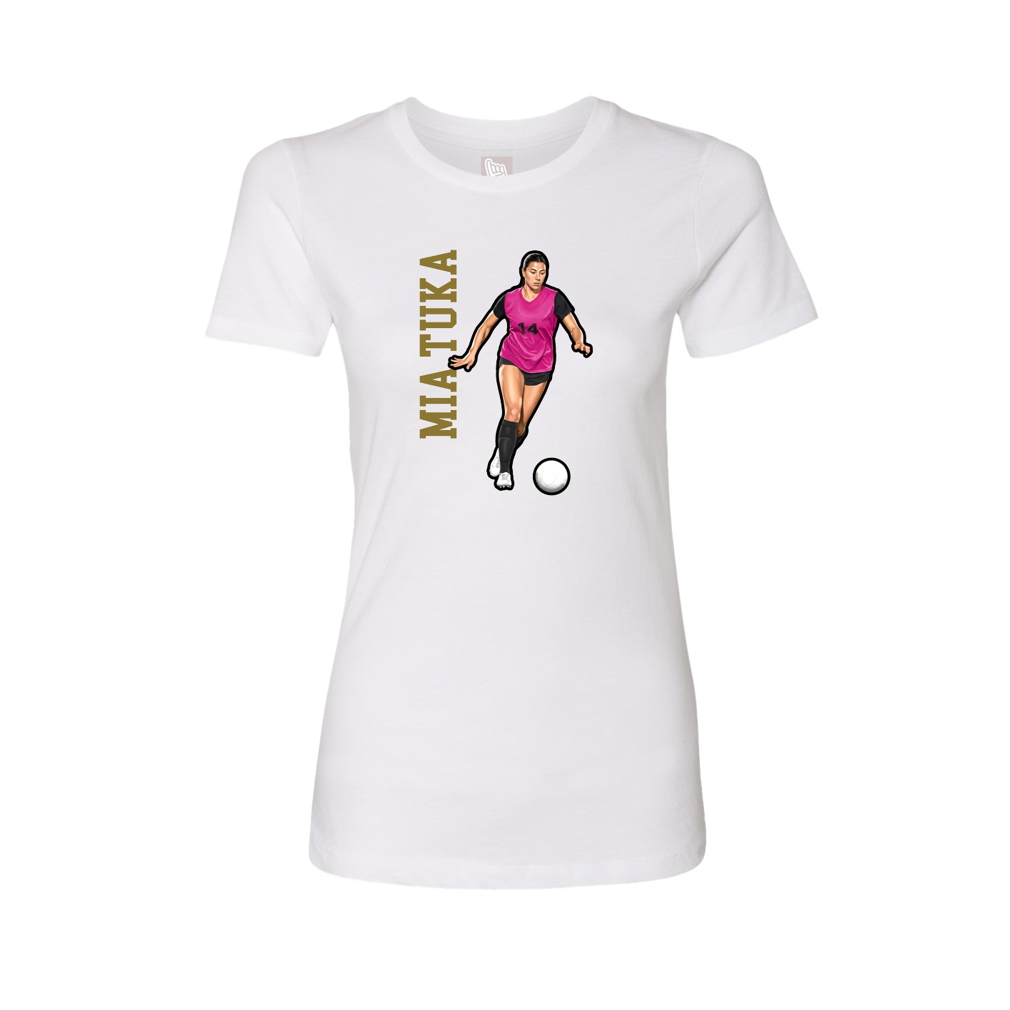 Womens Tee — Name Vertical in White