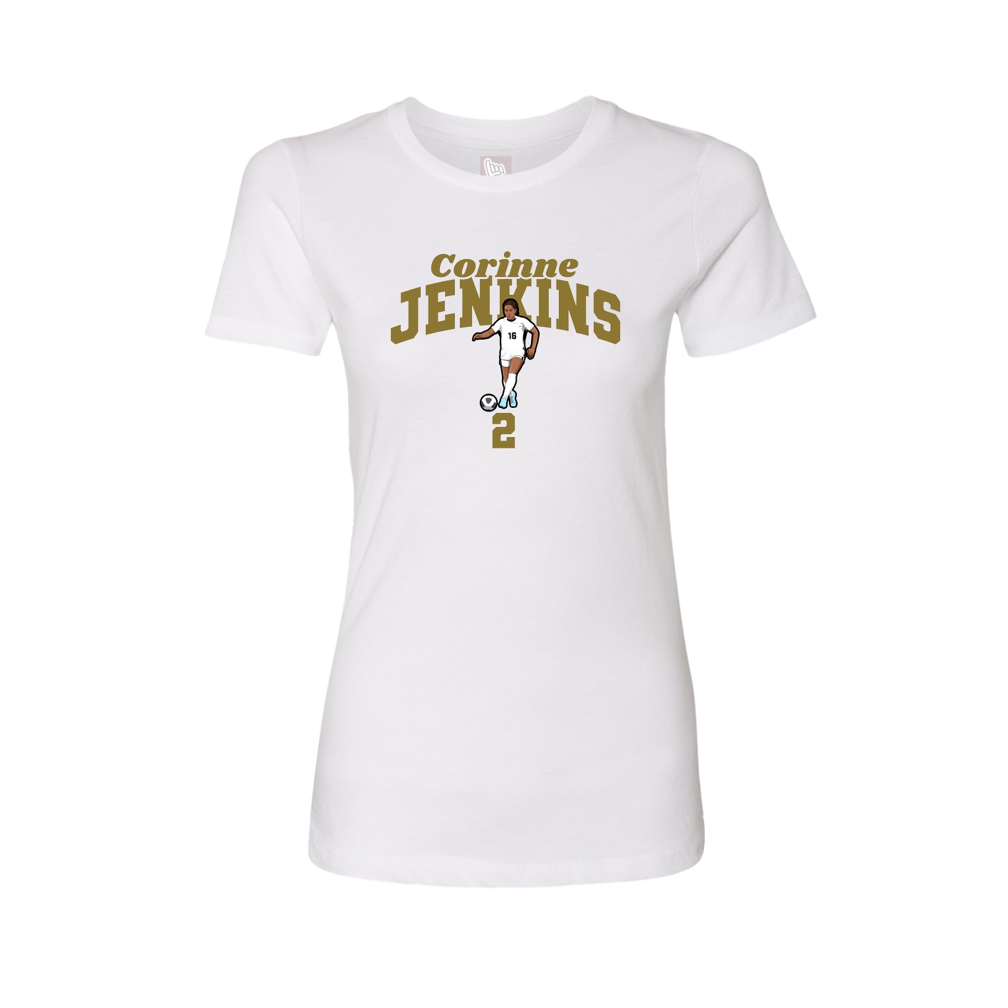 Fitted Women's Tee — Signature Arch in White