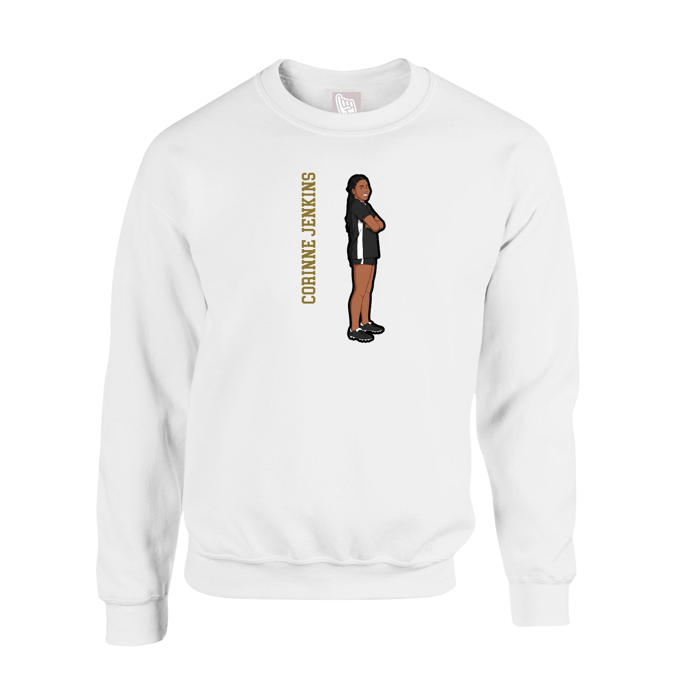 Fleece Crew — Name Vertical in White
