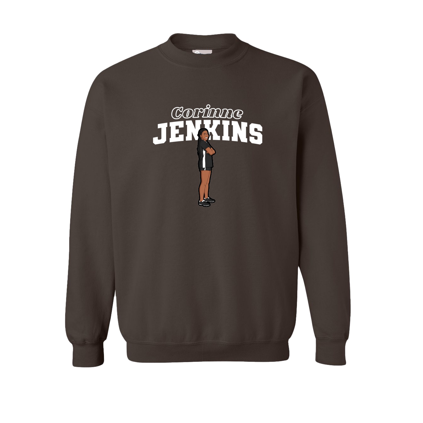 Fleece Crew — Name Arch in Brown
