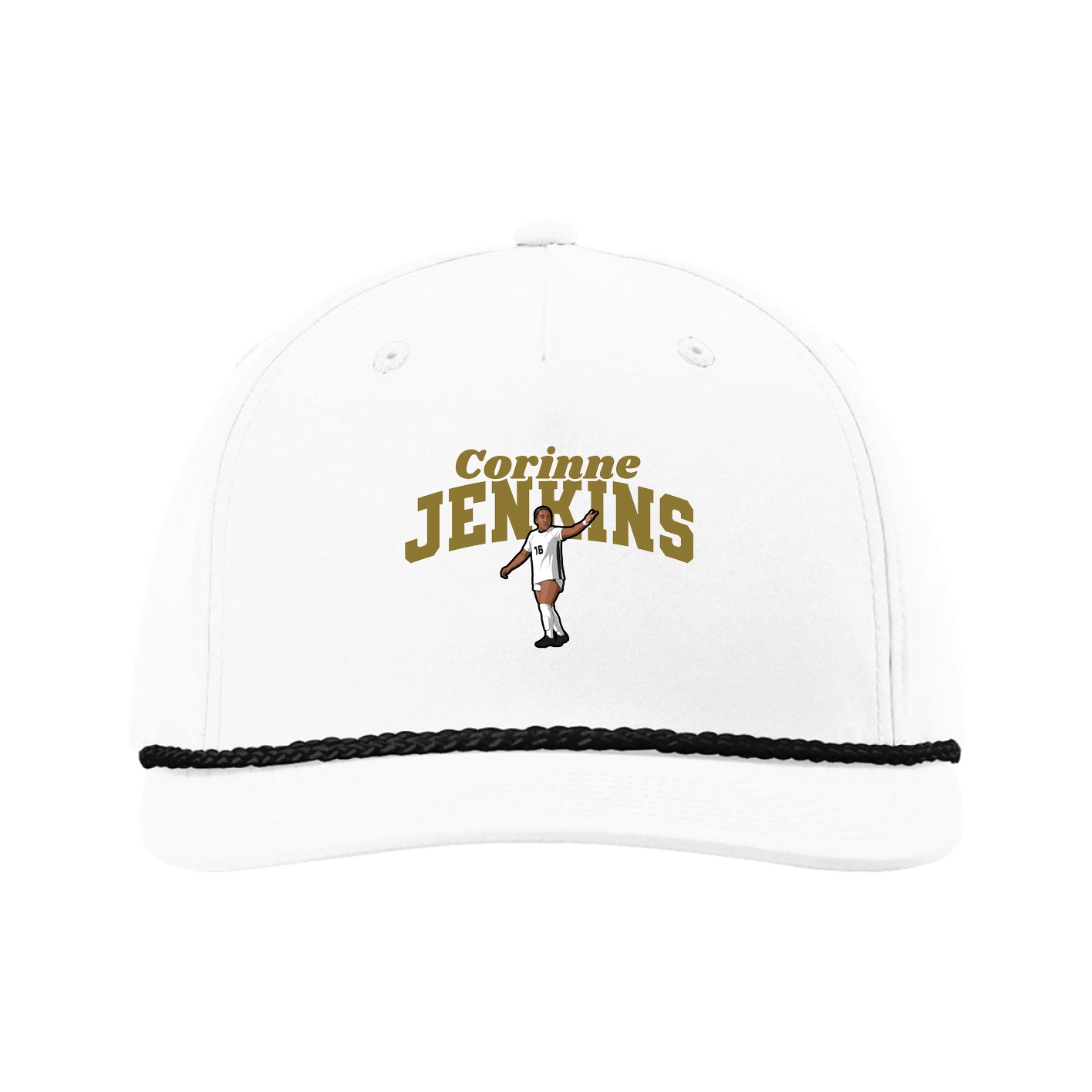 Five-Panel Classic Rope Cap — Signature Arch in White