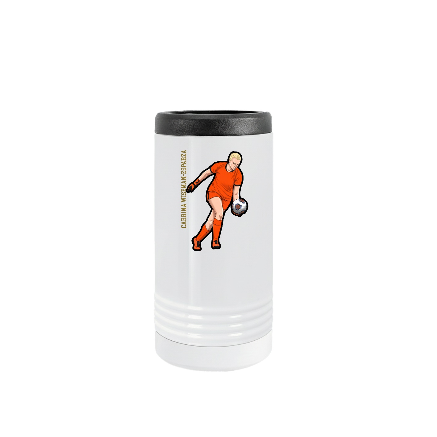 Slim Beverage Holder — Name Vertical in White