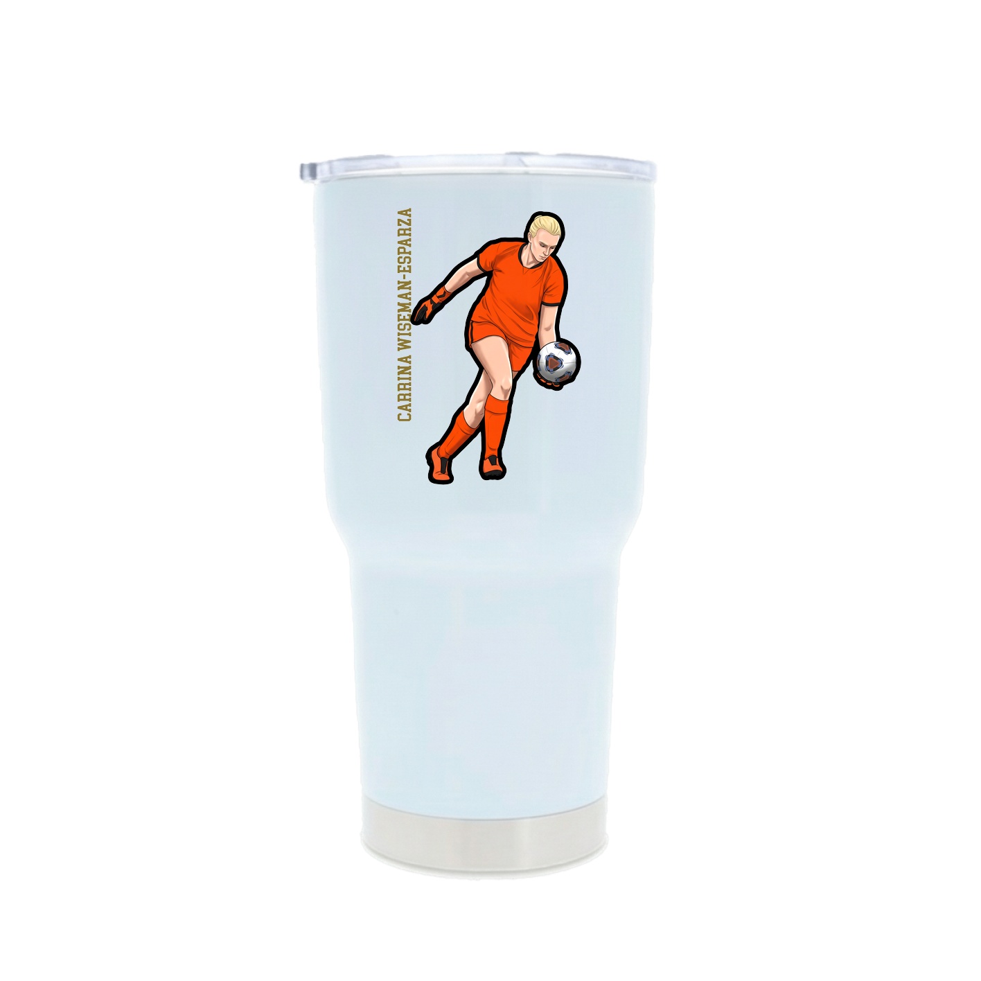 30oz Stainless Steel Tumbler — Name Vertical in White