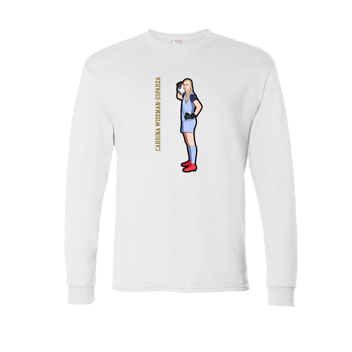 Long Sleeve Tee — Name Vertical in White