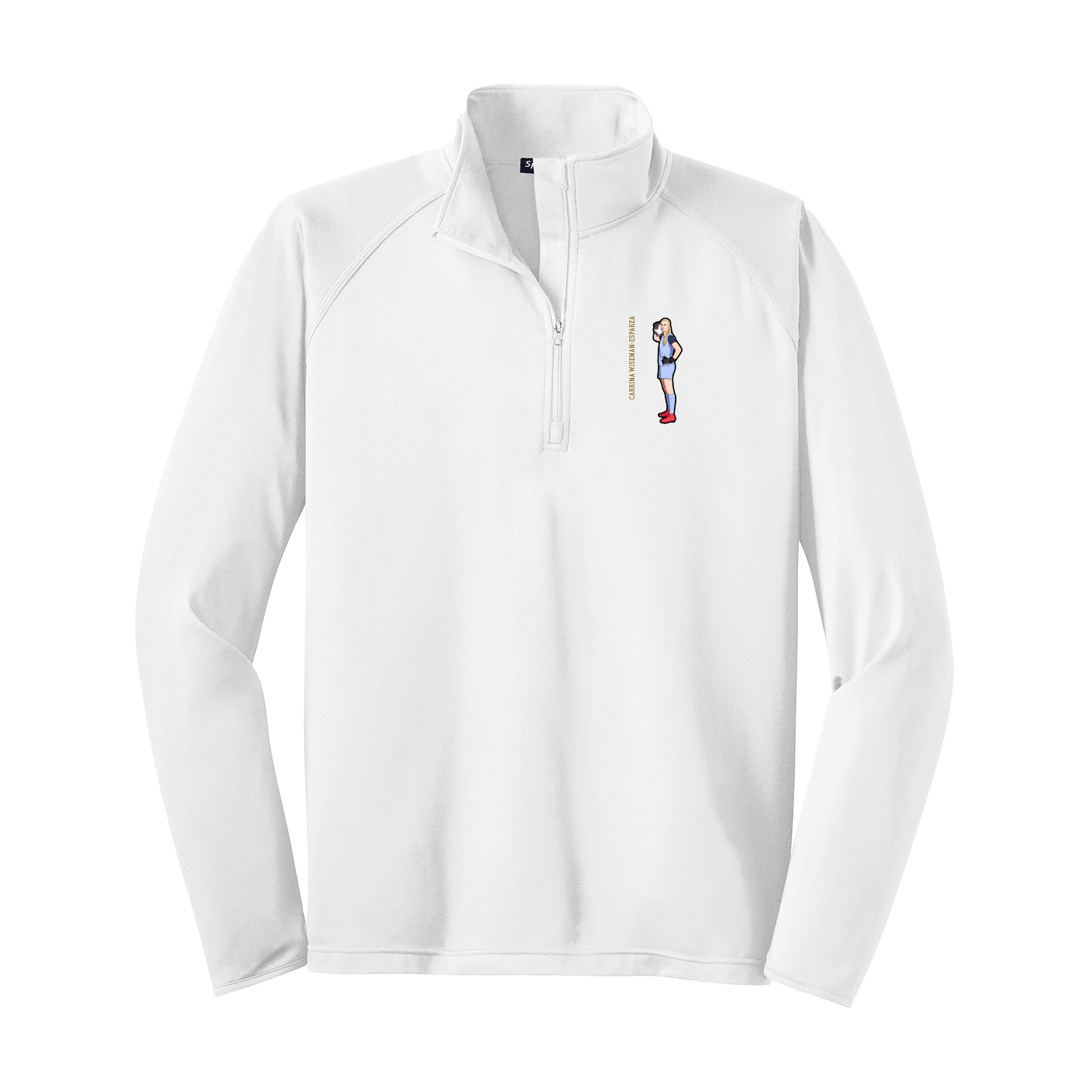 Q-Zip Pullover — Name Vertical in White