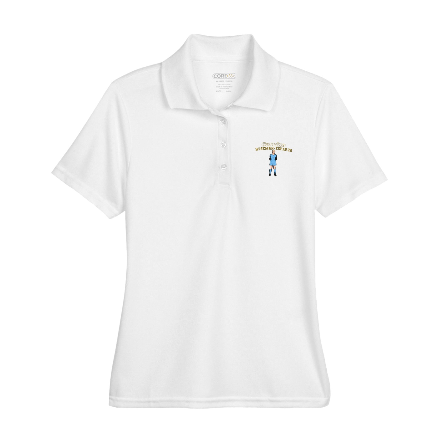 Womens Performance Polo — Name Arch in White