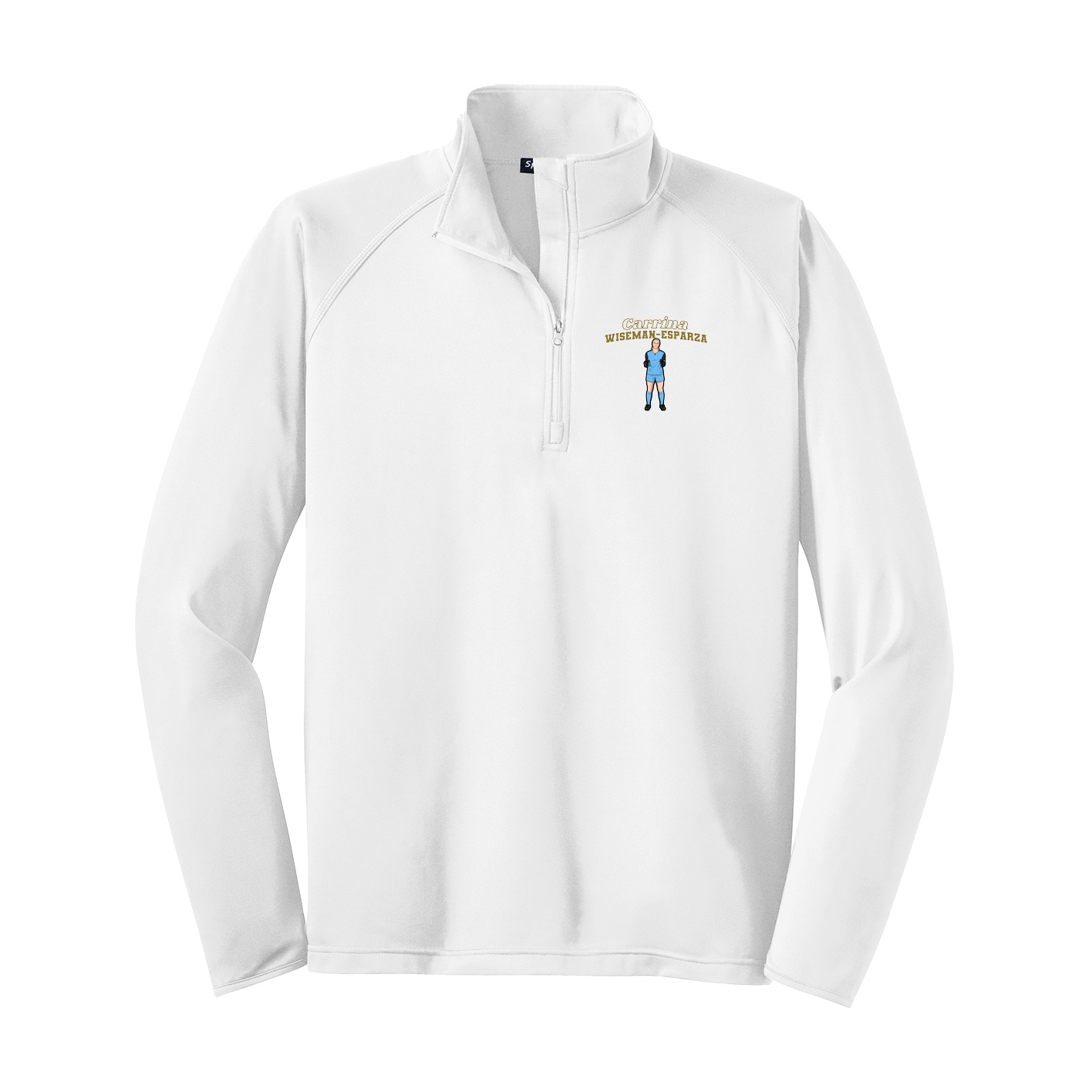 Q-Zip Pullover — Name Arch in White