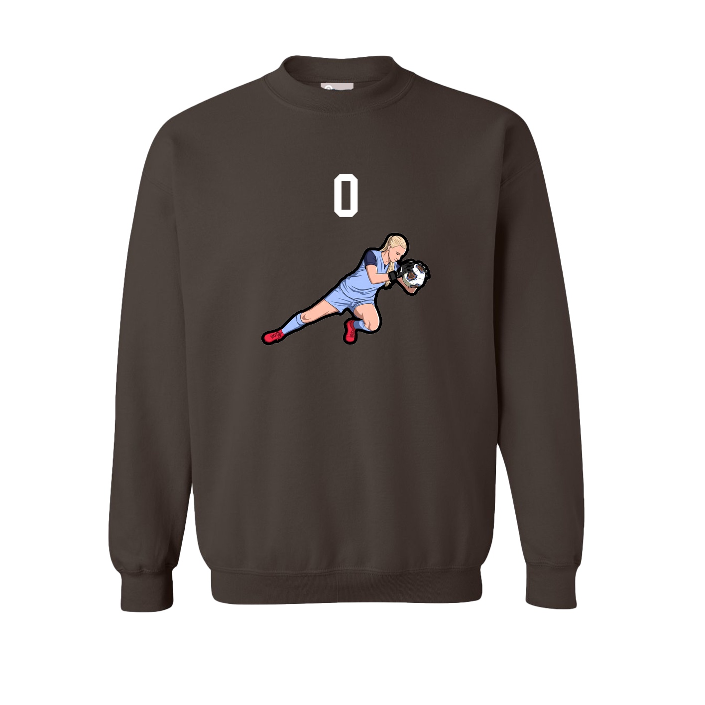 Fleece Crew — Number Top in Brown
