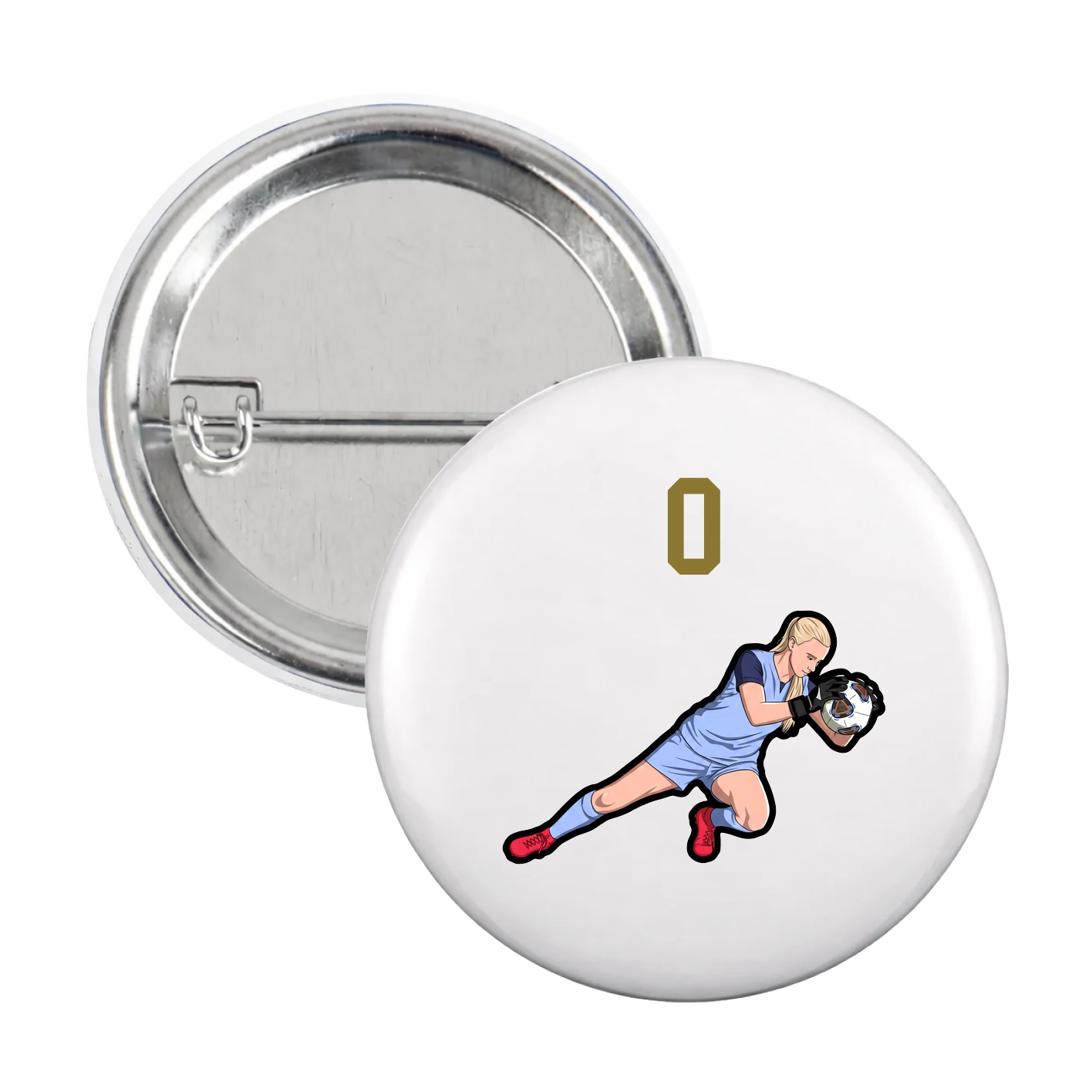 Game Day Button — Number Top in White