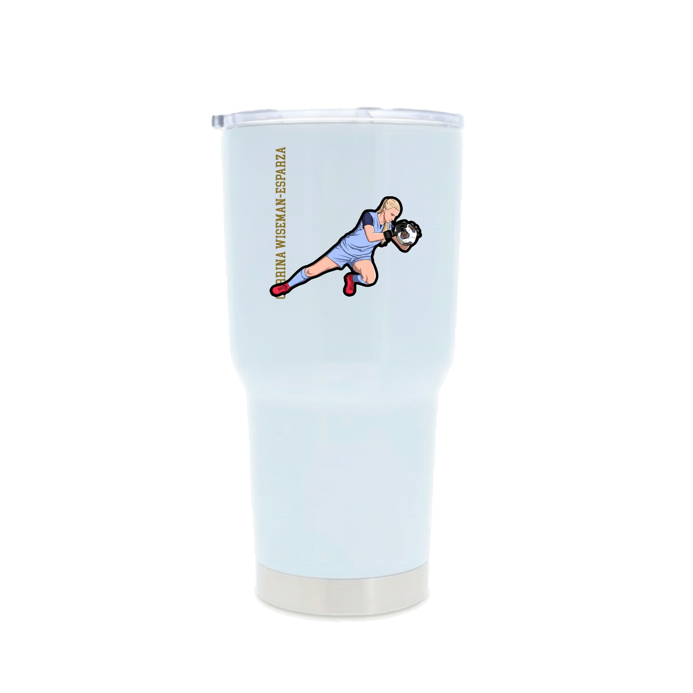 30oz Stainless Steel Tumbler — Name Vertical in White