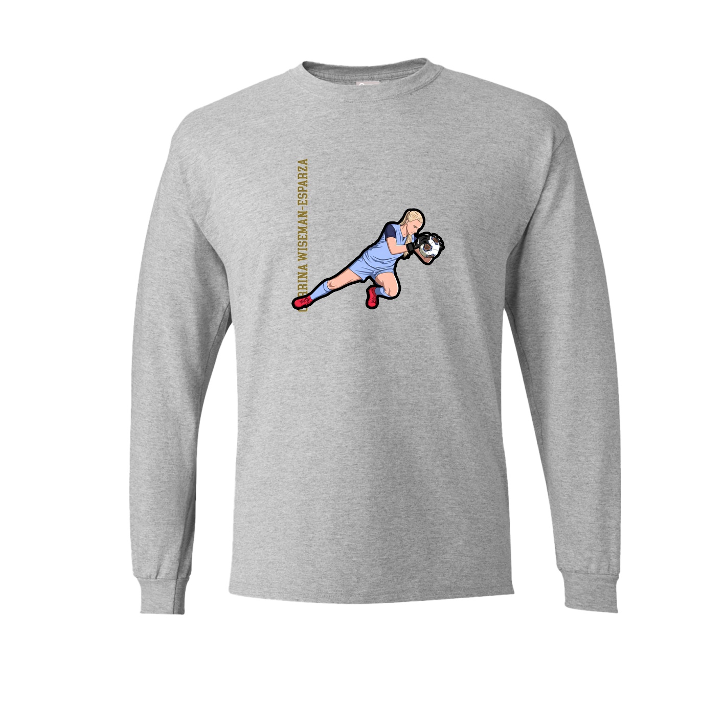 Long Sleeve Tee — Name Vertical in Grey