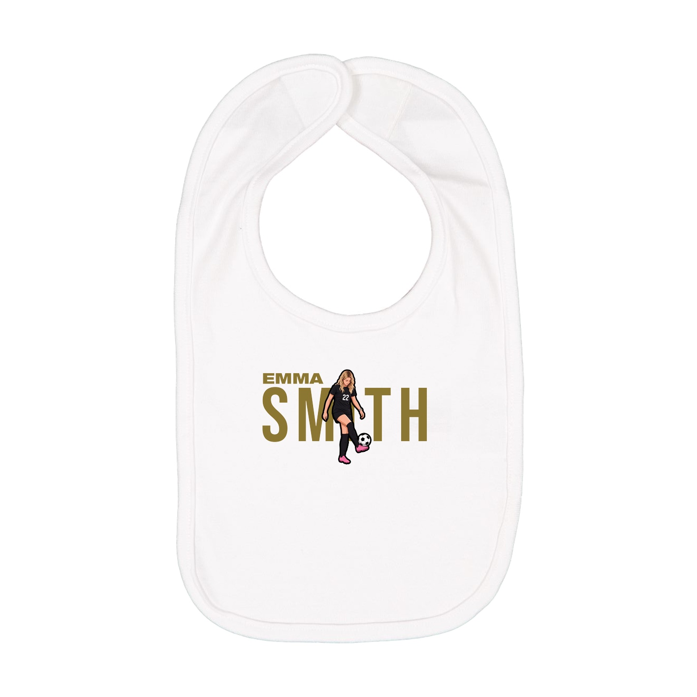 Infant Bib — Player Name in White