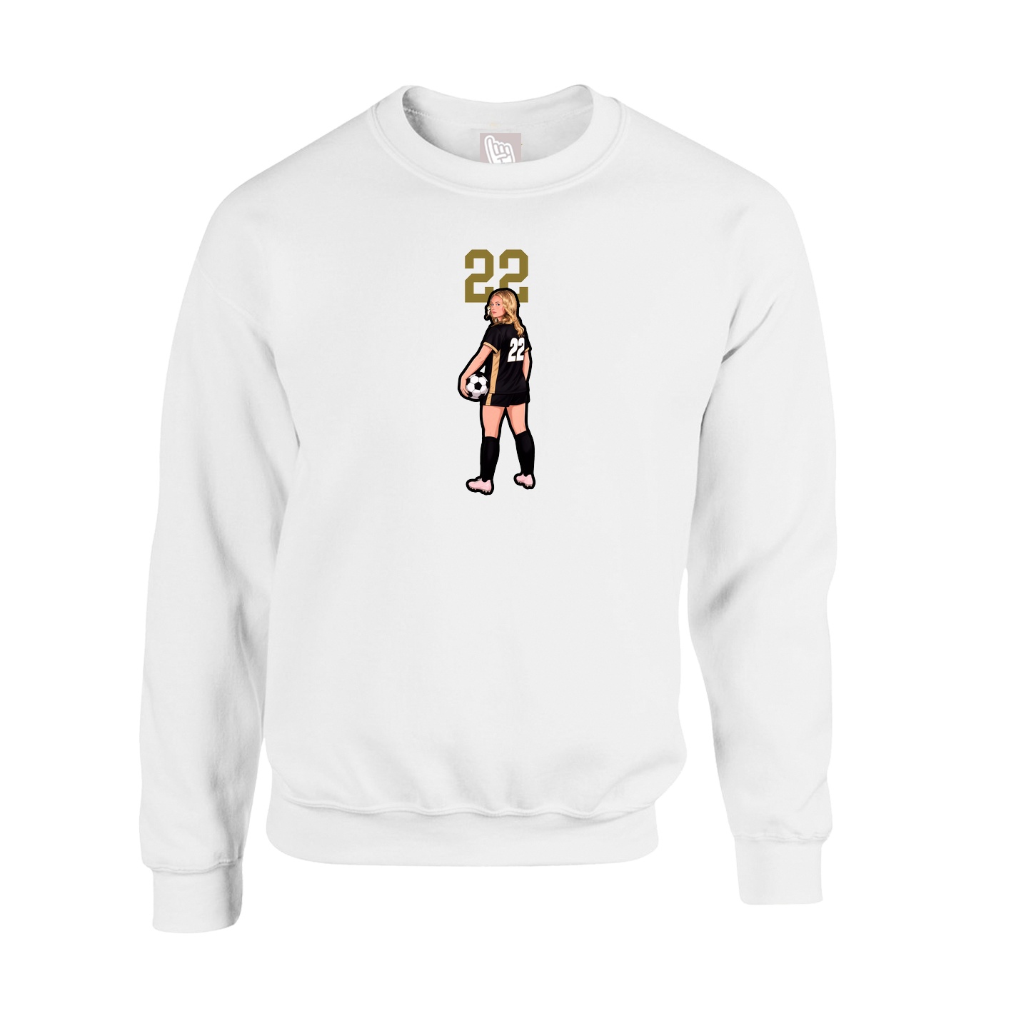 Fleece Crew — Number Top in White