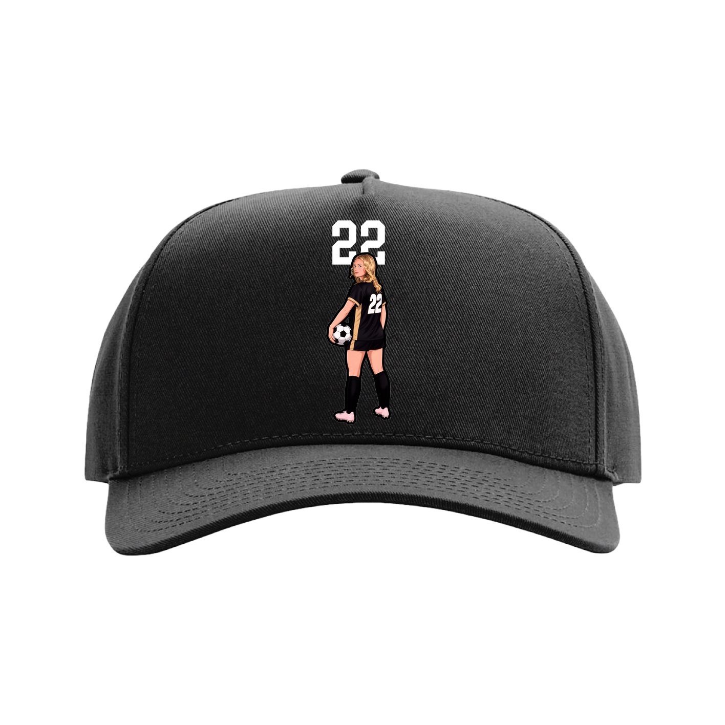 Full Fabric Five-Panel Champ Cap — Number Top in Black