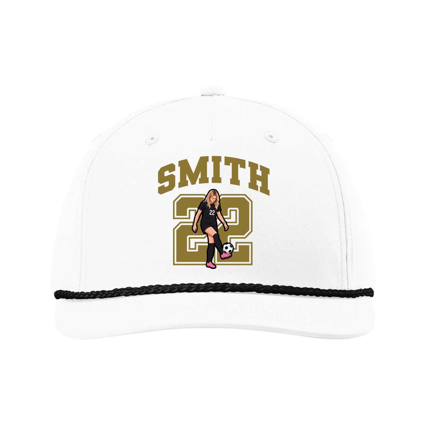 Five-Panel Classic Rope Cap — Number in White