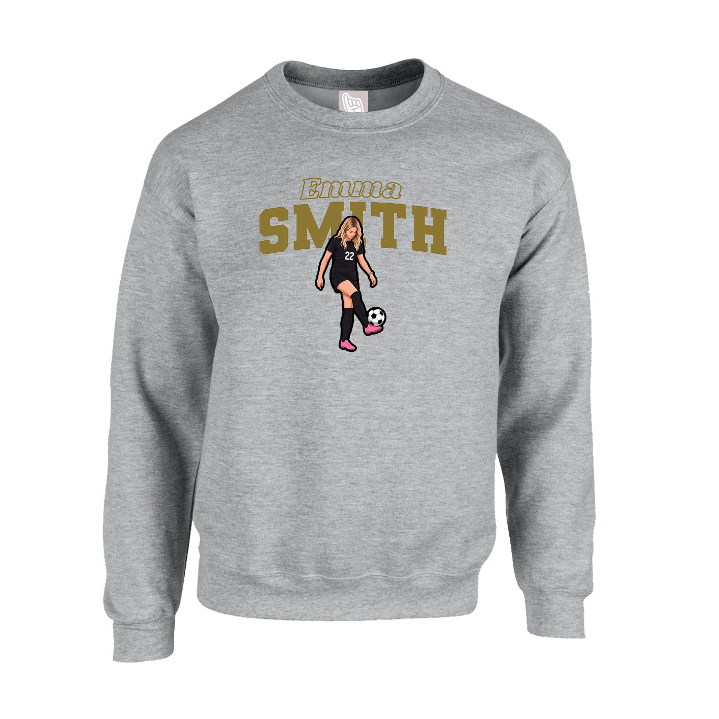 Fleece Crew — Name Arch in Grey