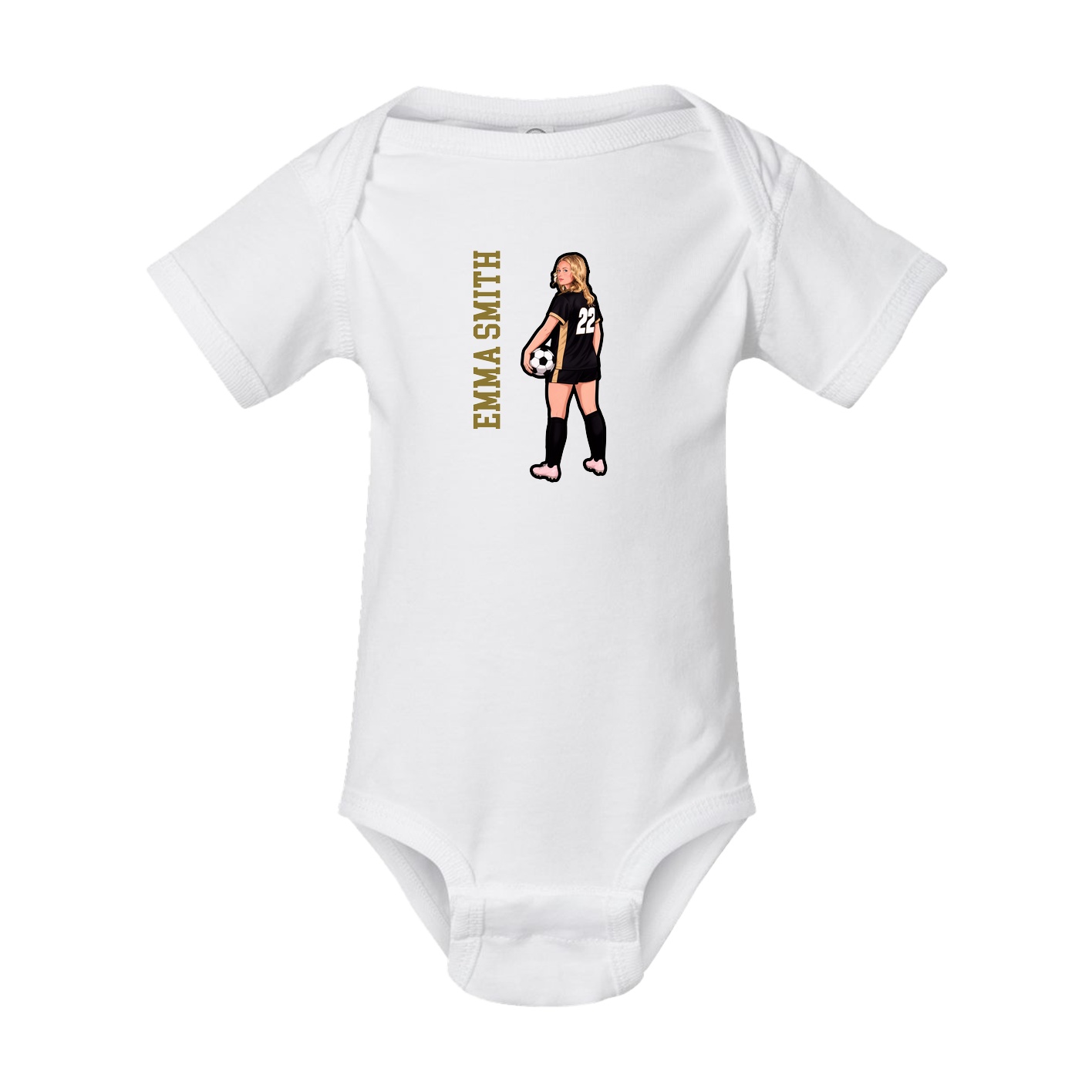 Baby Onesie — Name Vertical in White